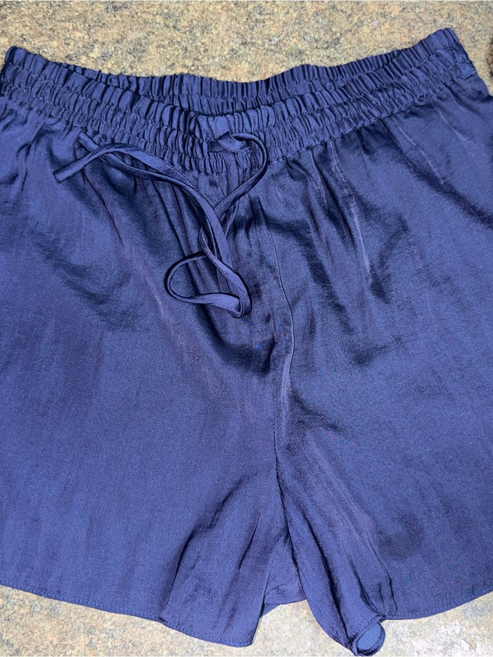 Naked Zebra Navy Elastic Drawstring High Waist Shorts - Picture 2 of 4